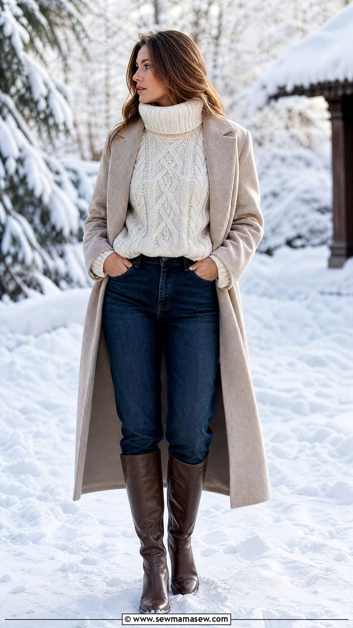 Chunky Knit and Jeans Outfit - 25 jeans outfits inspo