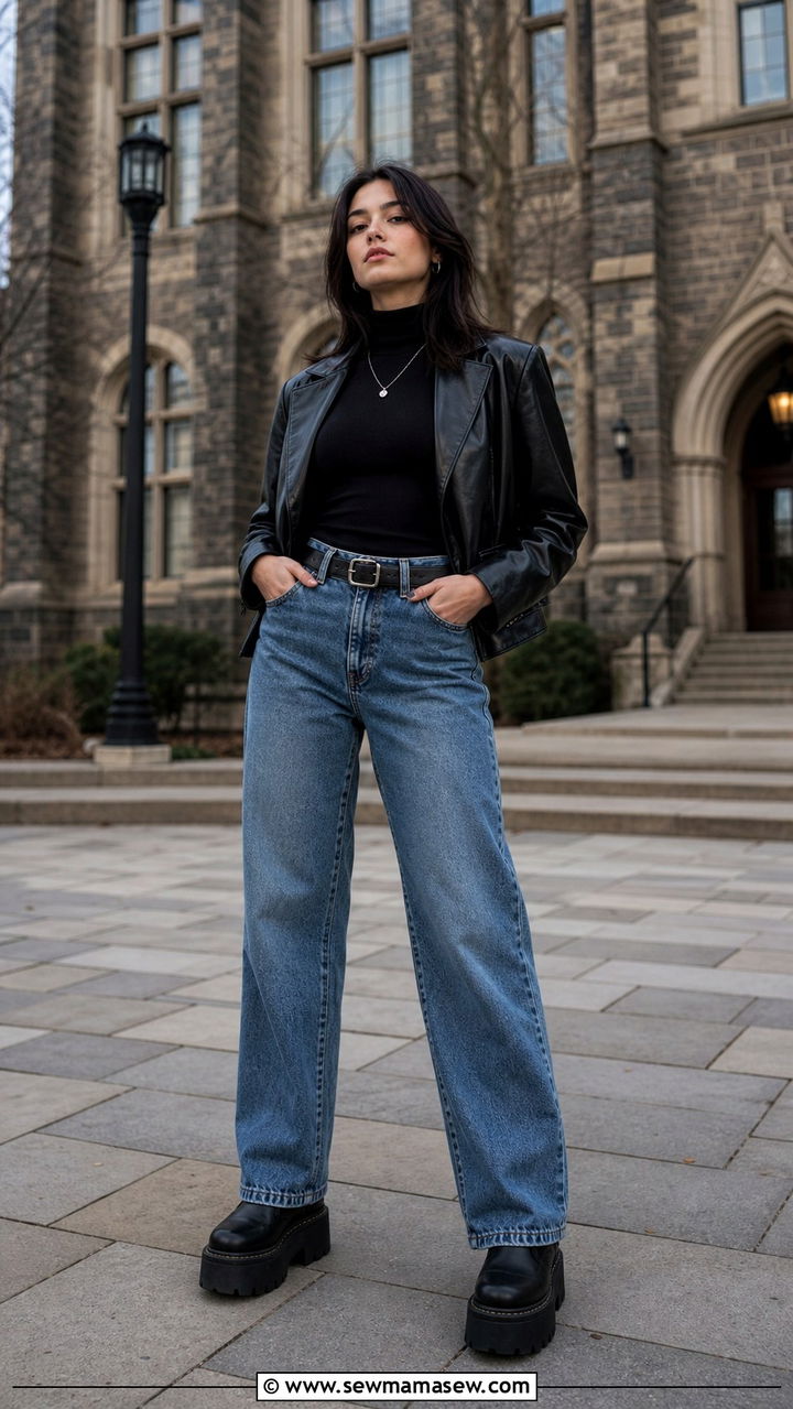Chunky Platform Boots With Jeans College - 40 College outfit ideas