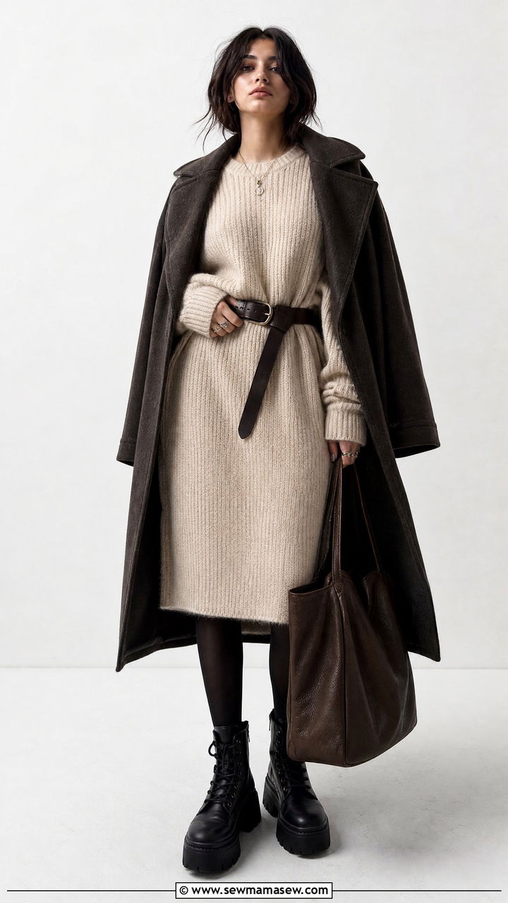 Chunky Platform Boots and a Sweater Dress - 25 classy grunge outfits