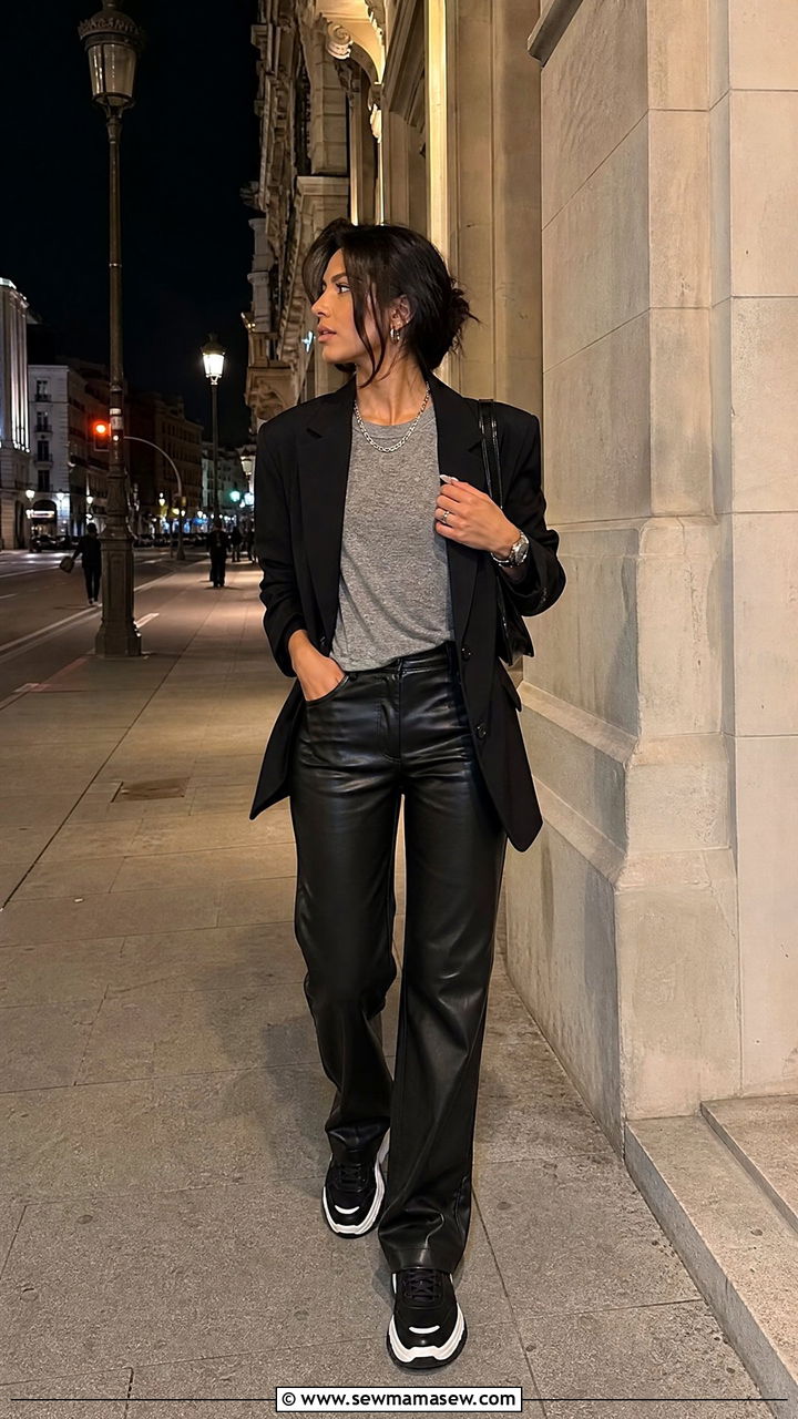 Chunky Sneakers With Leather Pants Outfit - 25 How to style chunky sneakers