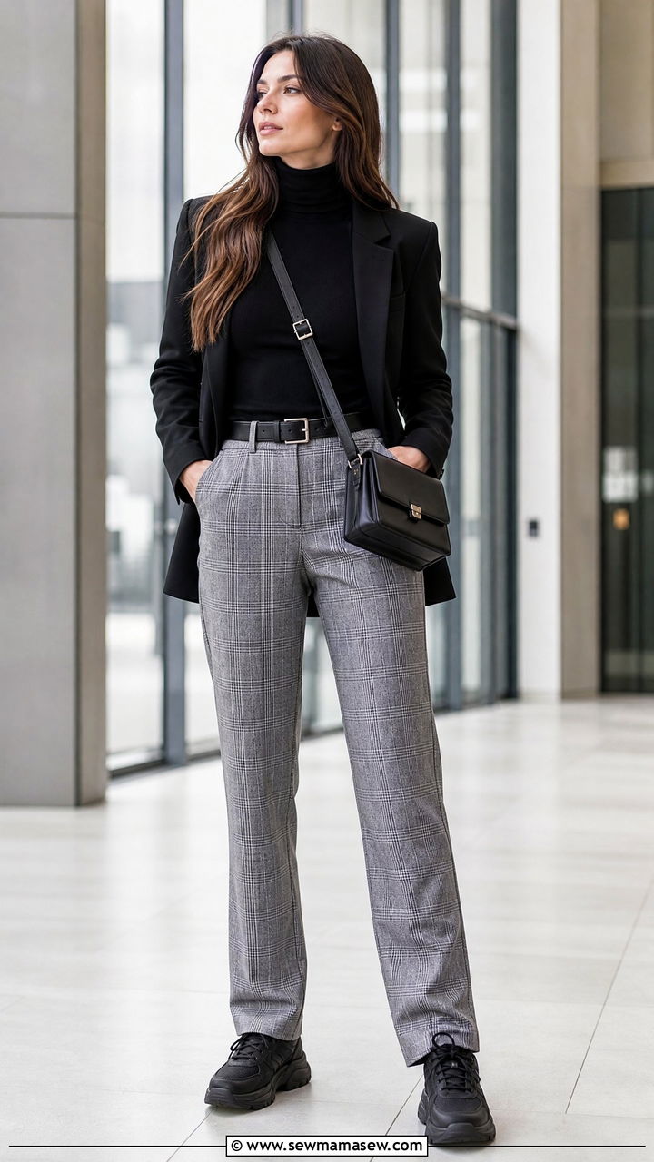 Chunky Sneakers With Plaid Trousers Outfit - 25 How to style chunky sneakers