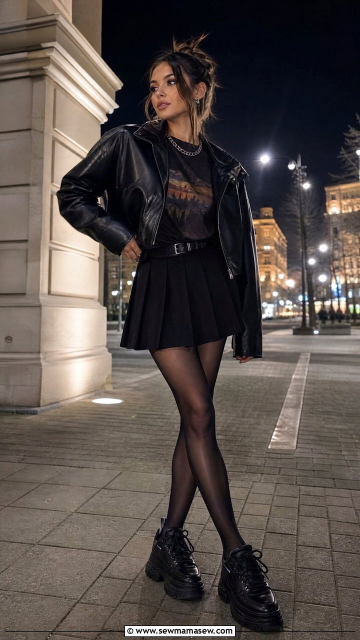 Chunky Sneakers With Pleated Mini Skirt - 25 How to style chunky sneakers