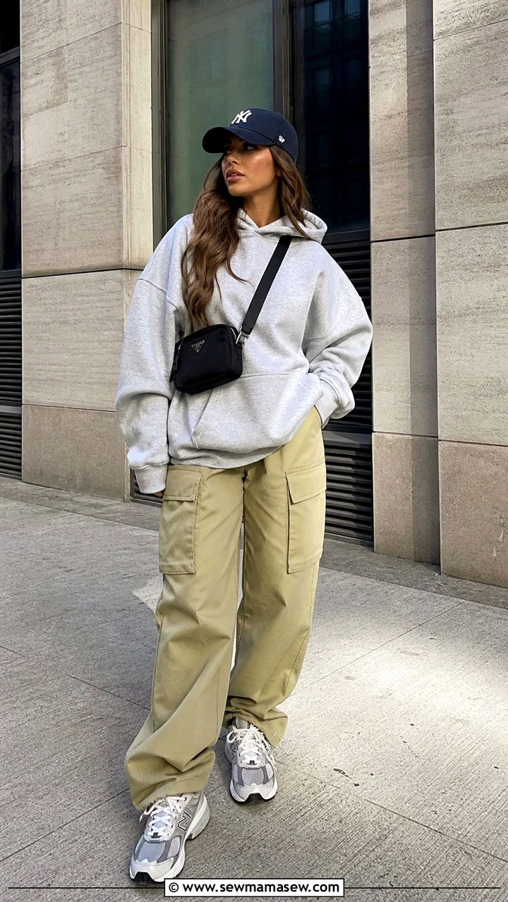 Chunky Sneakers with Cargo Pants and Hoodie - 40 casual sneaker outfits