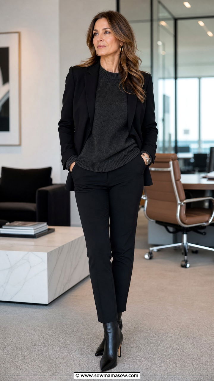 Chunky Sweater With Blazer Outfit - 25 chunky sweater outfits for women over 40