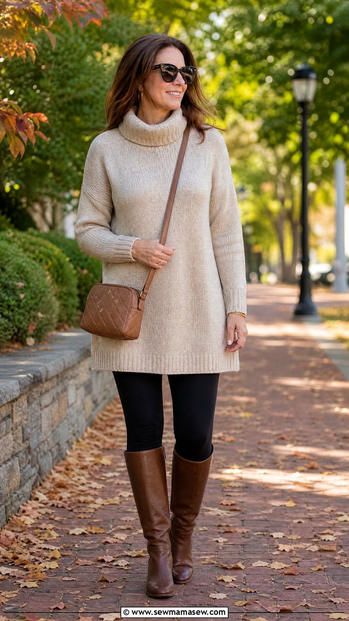 Chunky Sweater With Leggings Outfit - 25 chunky sweater outfits for women over 40