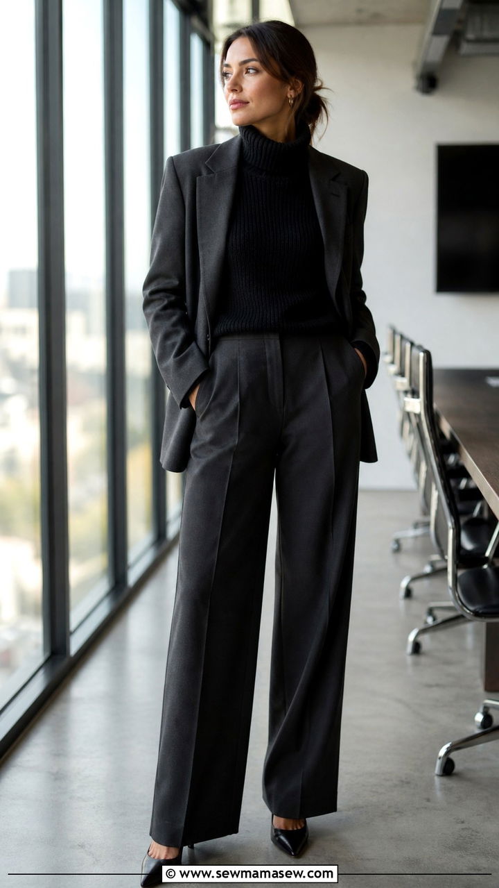 Chunky Sweater under a Blazer - 40 Chunky sweater outfit ideas