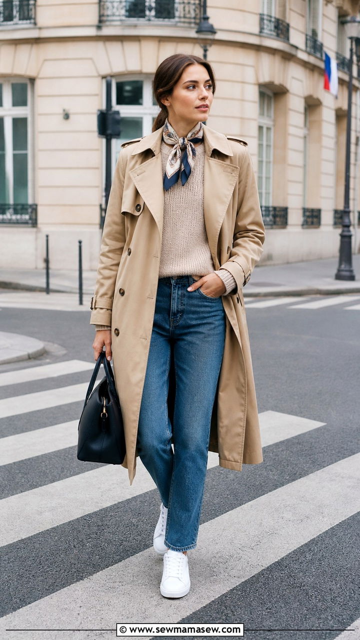 Chunky Sweater under a Trench Coat - 40 Chunky sweater outfit ideas
