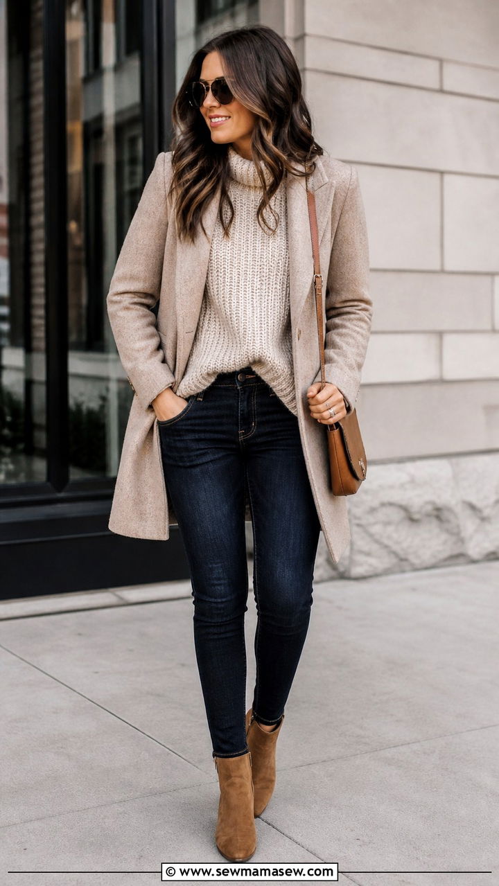 Chunky Sweater with Ankle Boots - 40 Chunky sweater outfit ideas