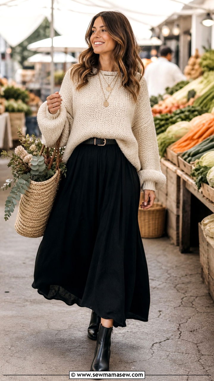 Chunky Sweater with Cargo Pants - 40 casual chunky sweater outfits