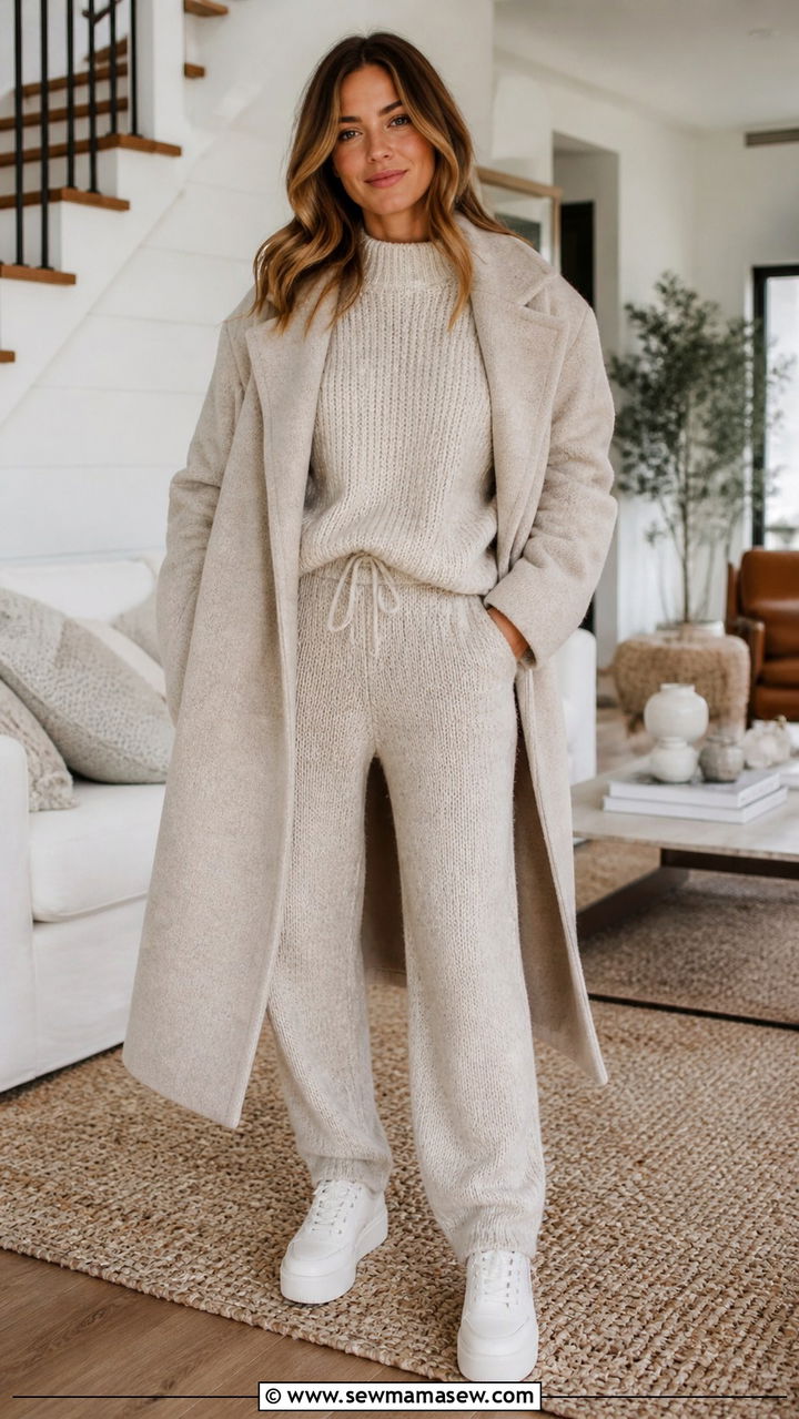 Chunky Sweater with Joggers - 40 casual chunky sweater outfits