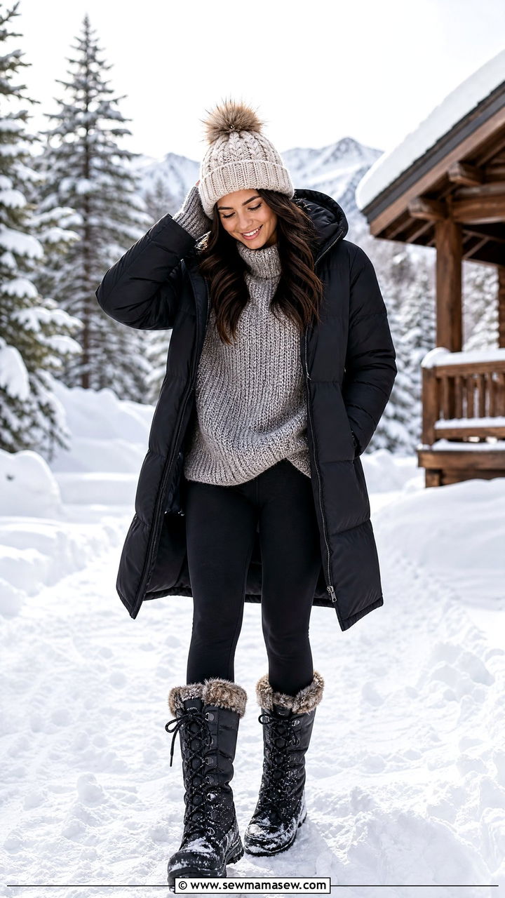 Chunky Sweater with Leggings and Snow Boots - 25 how to style chunky sweater