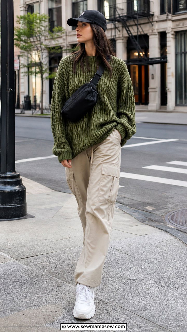 Chunky Sweater with White Jeans - 40 casual chunky sweater outfits