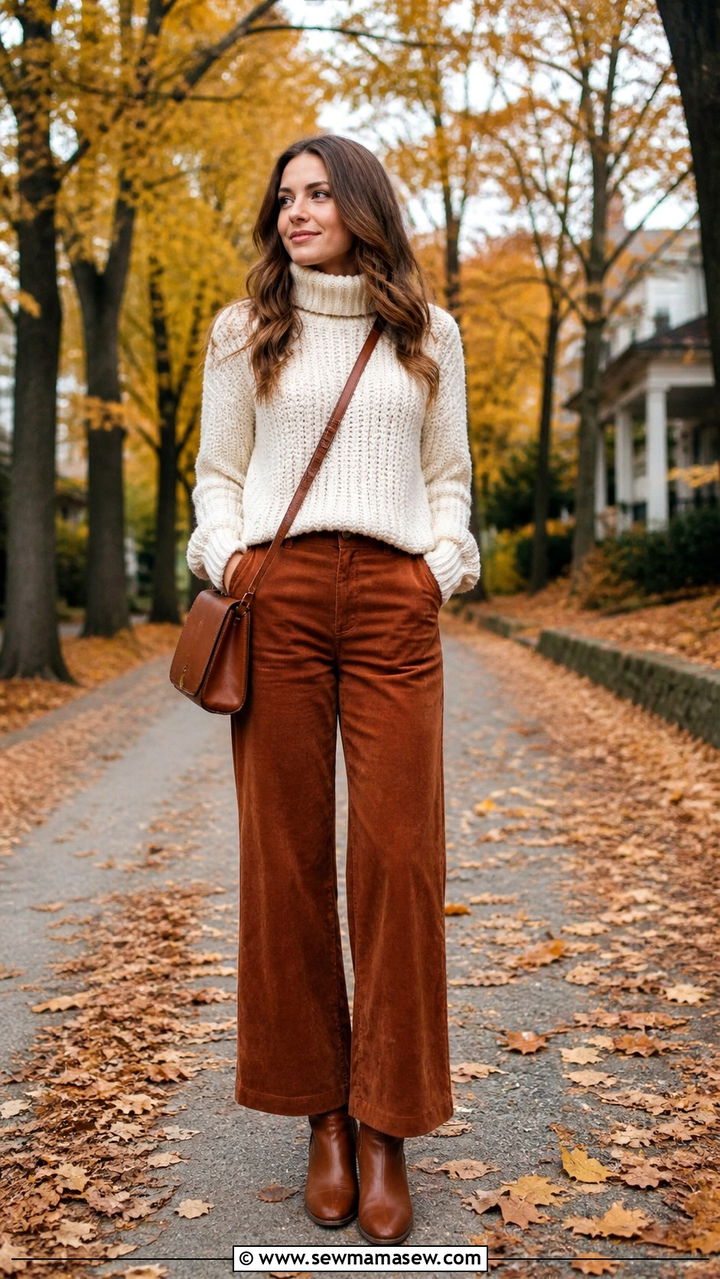 Chunky Turtleneck And Corduroy Pants - 40 Road trip outfits