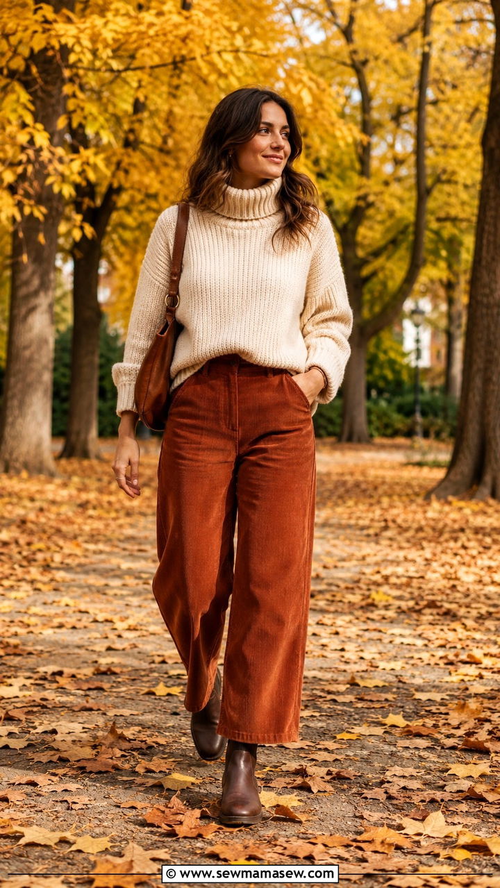 Chunky Turtleneck With Corduroy Pants and Chelsea Boots Outfit - 25 Prague outfit ideas