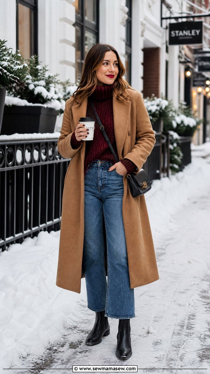 Chunky Turtleneck with Cropped Flare Jeans - 25 Brunch outfits with jeans