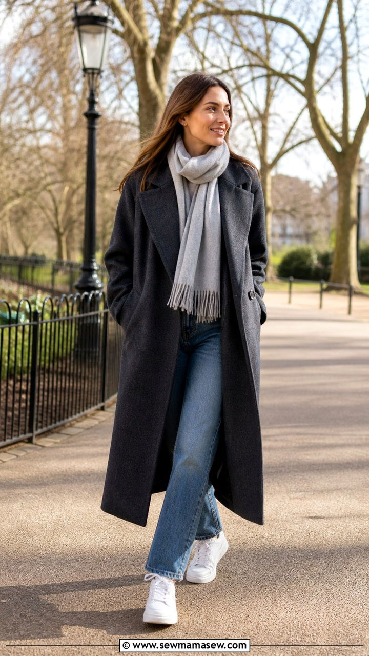 Chunky cream knit with black midi skirt and suede boots - 40 London outfit ideas