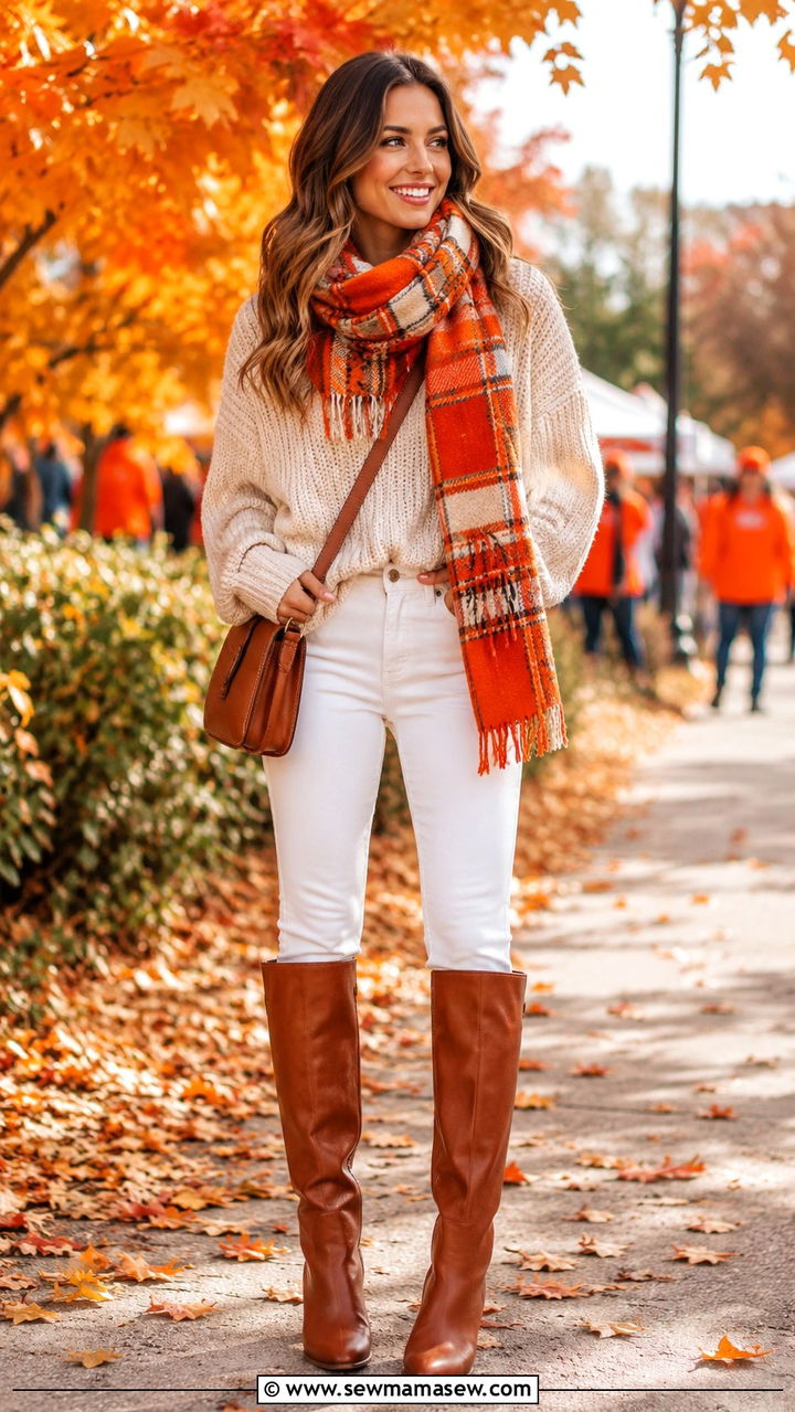 Chunky cream sweater and white jeans Clemson - 20 Gameday outfit ideas Clemson