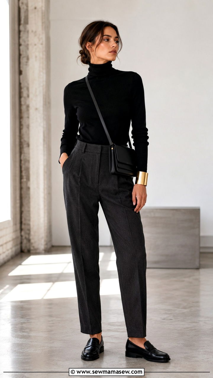 Chunky gold cuff with black turtleneck outfit - 20 Chunky gold jewelry outfit ideas 2026