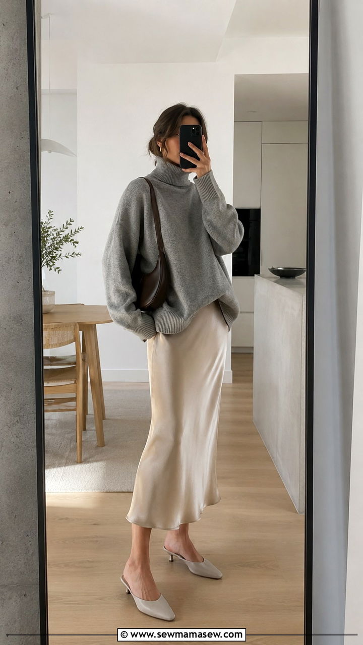 Chunky knit and midi slip skirt outfit - 25 Urban planner outfit ideas