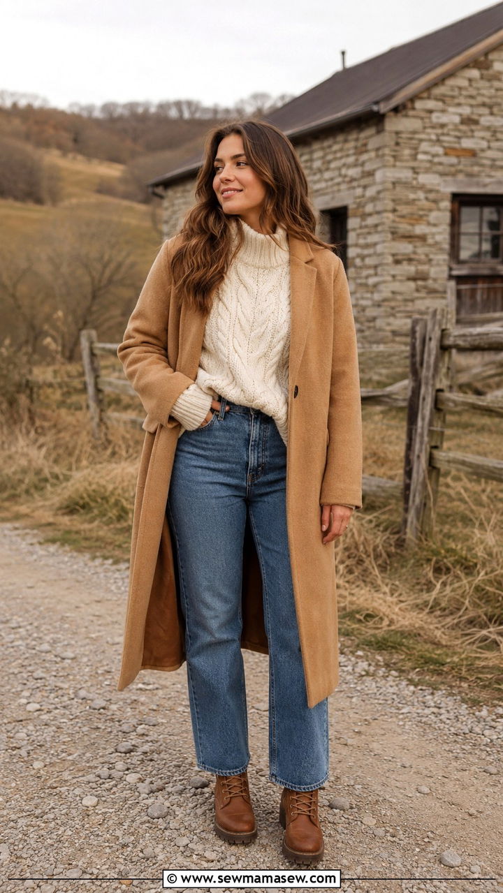 Chunky knit sweater with wool coat - 30 How to style a wool coat