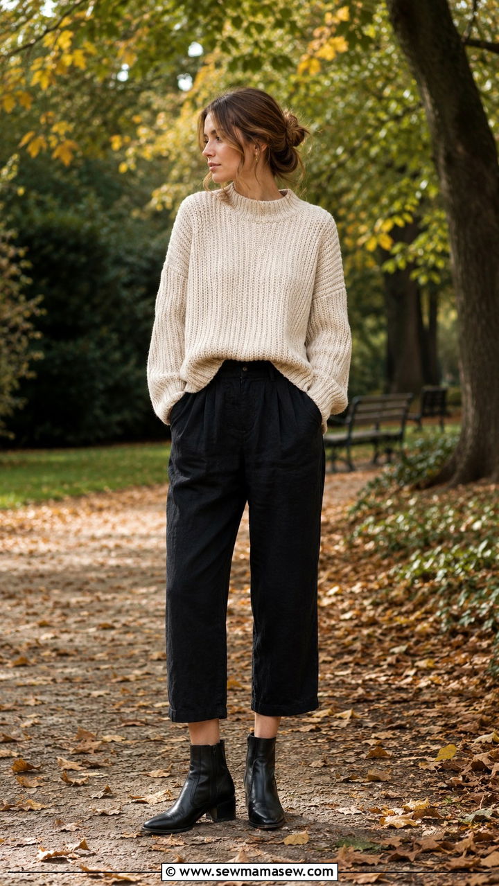 Chunky sweater and linen pants outfit - 30 How to style linen pants