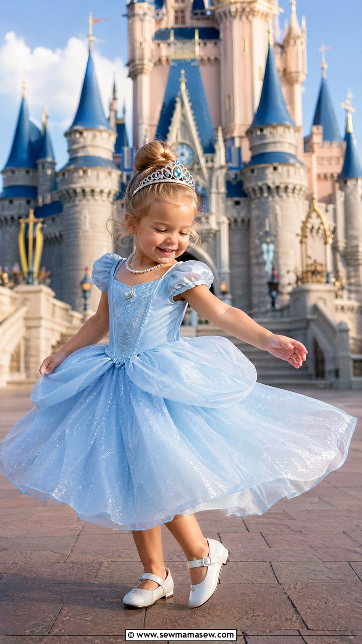 Cinderella Blue Dress and Sparkly Tiara - 35 Disney outfit ideas for toddlers