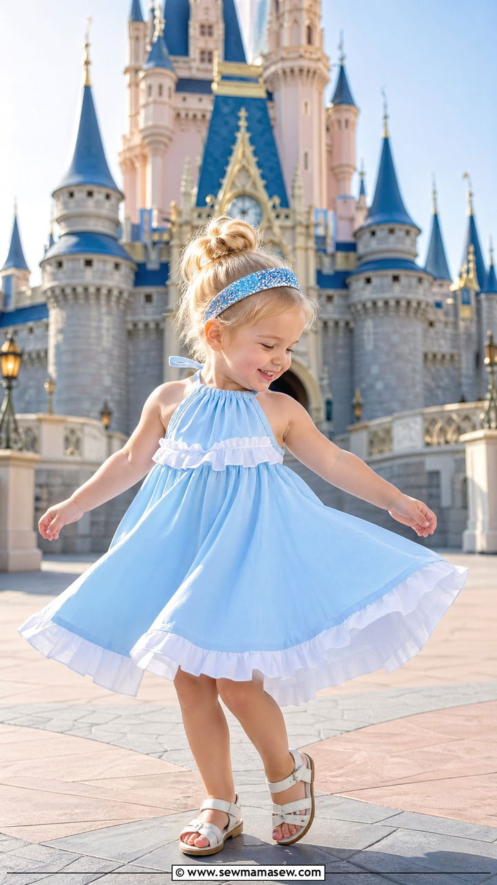 Cinderella Castle Inspired Light Blue Sundress - 35 Disney outfit ideas for toddlers