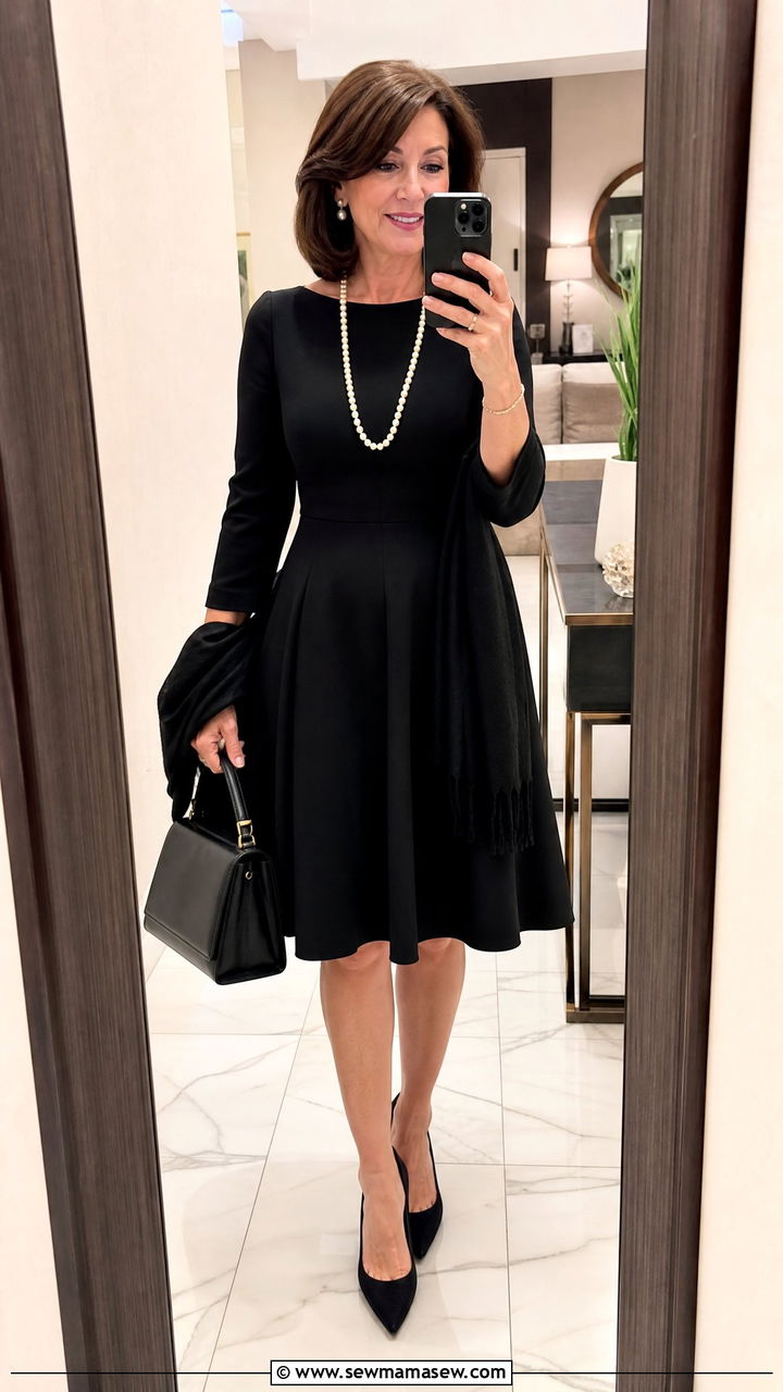 Classic Black Dress With Pearl Jewelry - 25 Retirement party outfit ideas