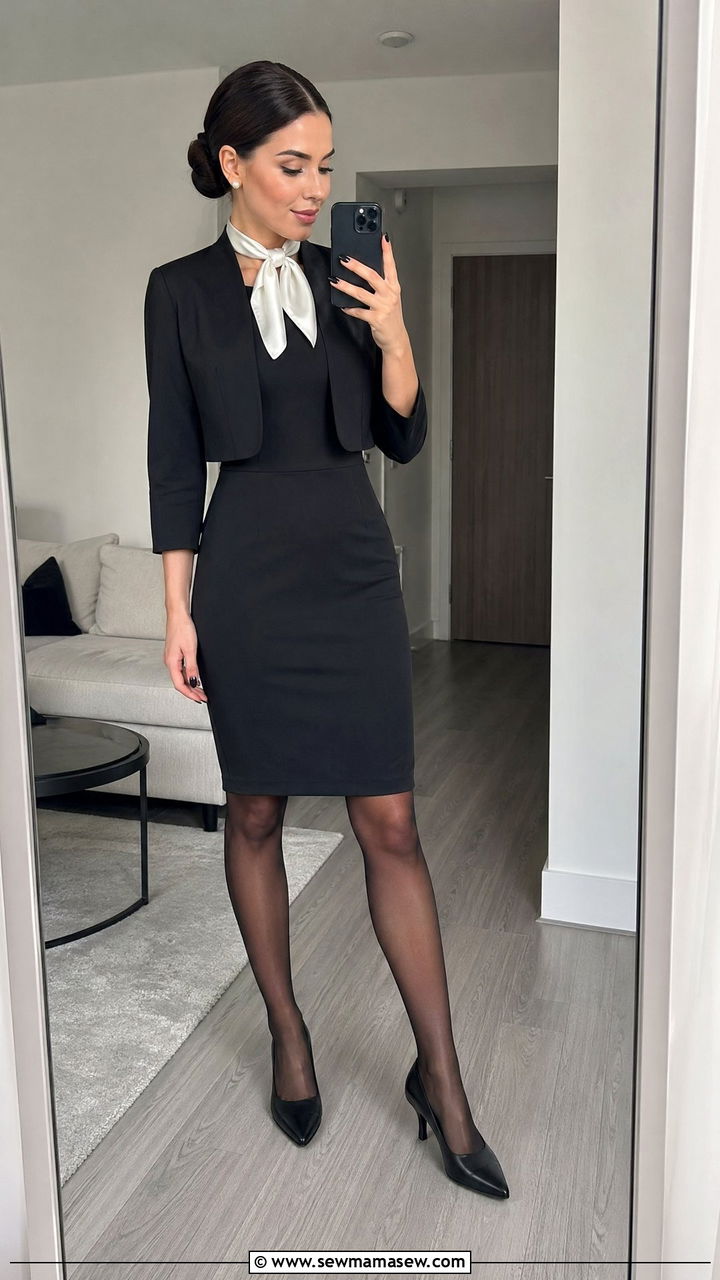 Classic Black Sheath Dress - 35 Flight attendant outfit ideas