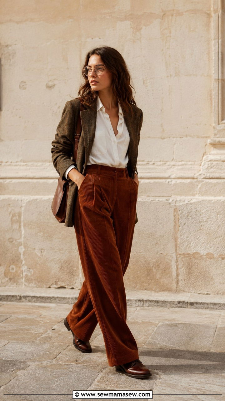 Classic Button Down and Corduroy Trousers - 20 Poetcore outfit ideas 2026