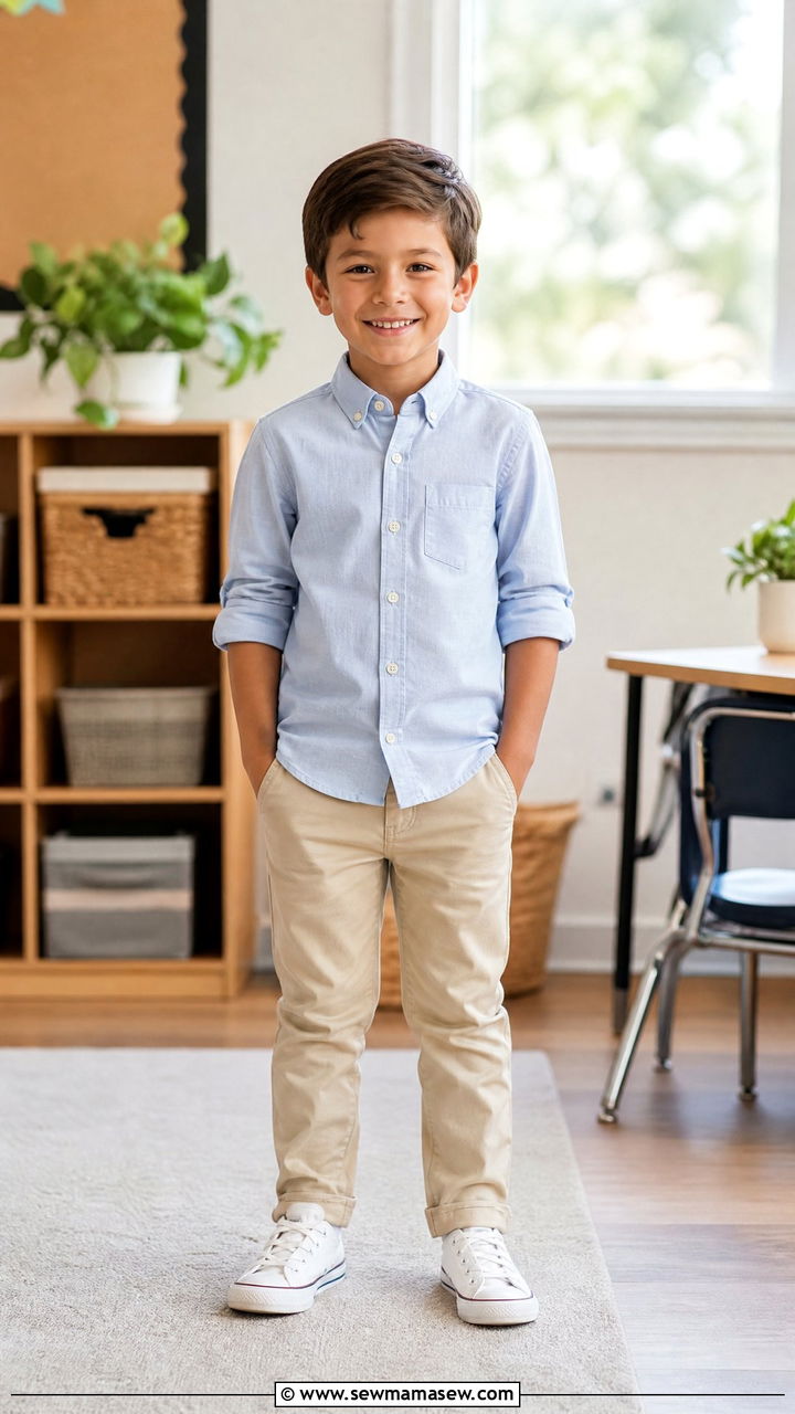 Classic Button Up With Chinos - 30 Elementary school picture day outfit ideas