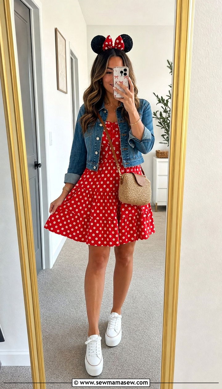 Classic Minnie Polka Dot Summer Look - 25 Disneyland outfit ideas 2026