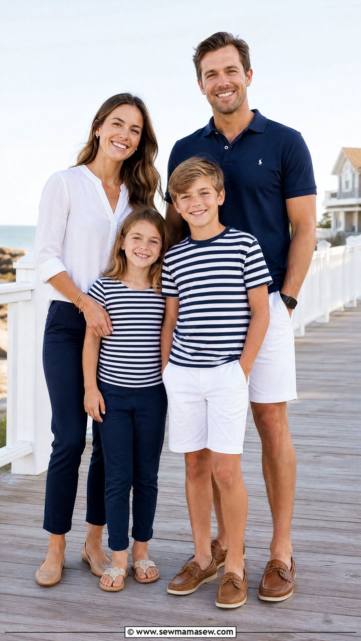 Classic Navy And White Family Photo Outfits - 30 casual family photo outfits