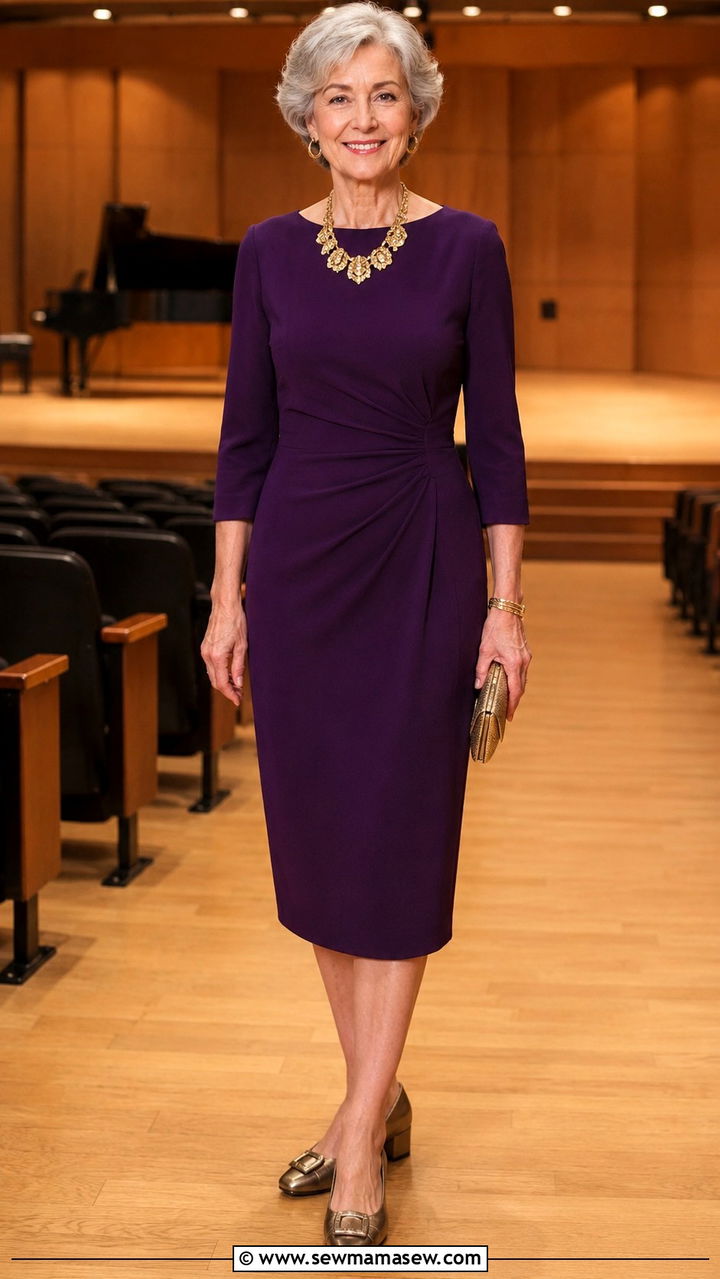 Classic Sheath Dress with Statement Necklace - 30 Graduation outfits for women over 60