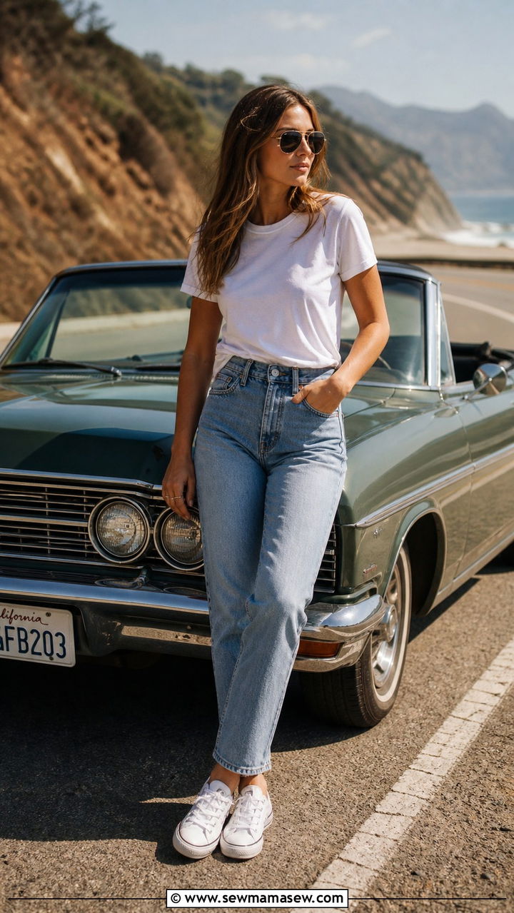 Classic Tee And Straight Leg Jeans - 40 Road trip outfits