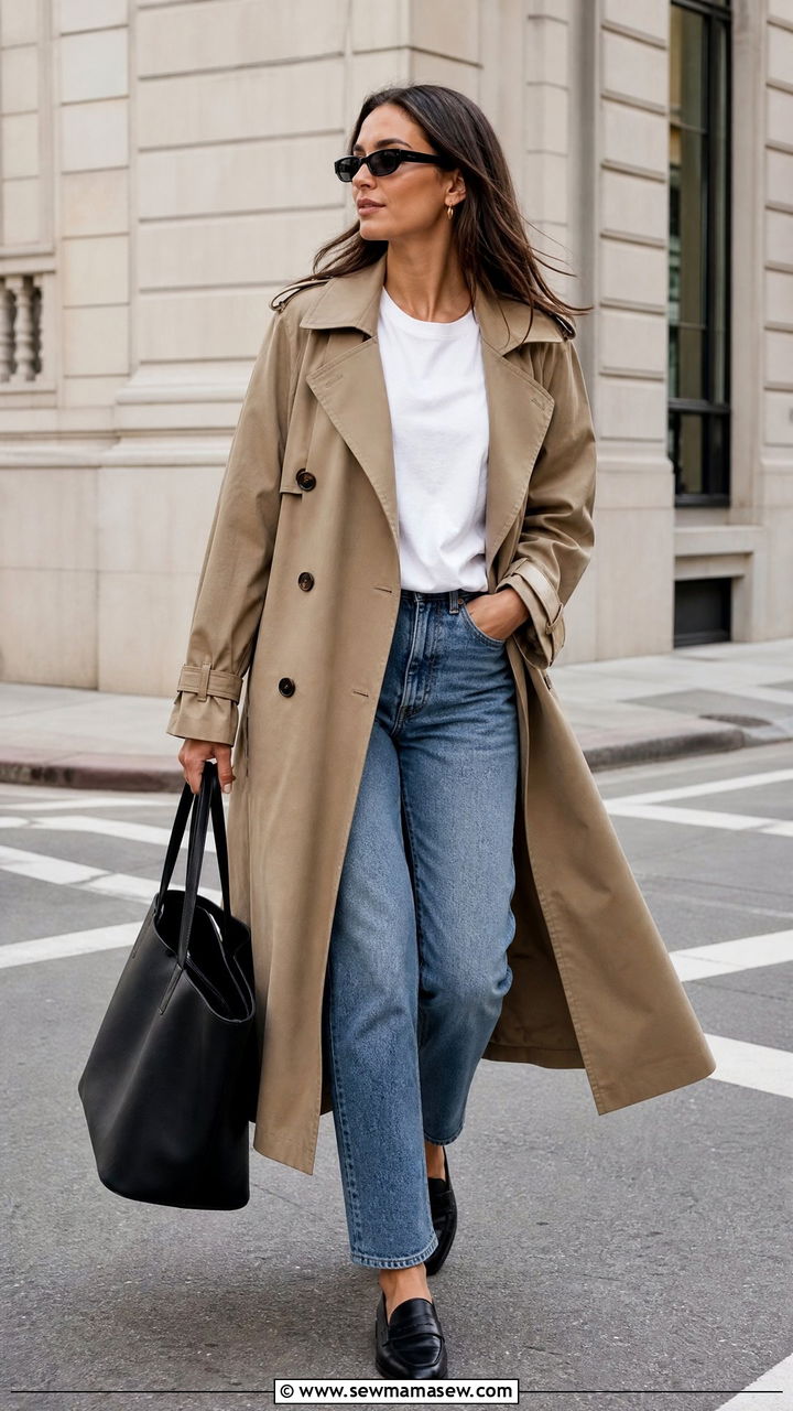 Classic Trench Coat Outfit With Denim - 30 fashion inspo outfits