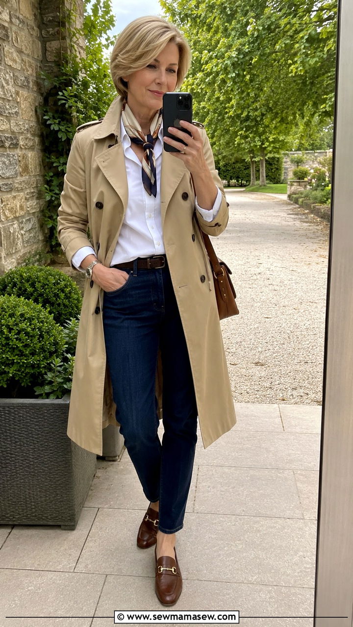 Classic Trench Coat Outfit for Women Over 50 - 30 Chic outfit ideas for women over 50