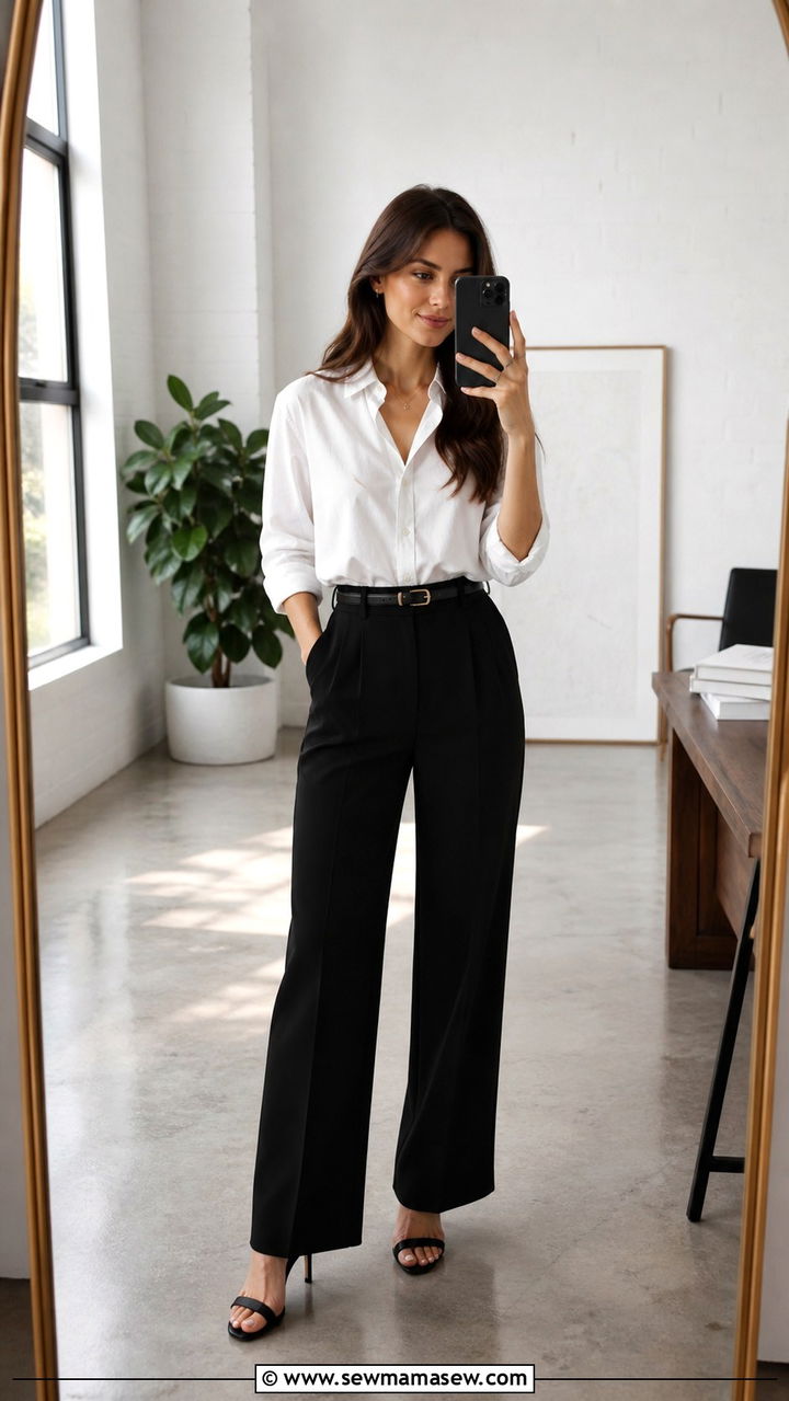 Classic White Button Down and Black Trousers - 20 Author photo outfit ideas