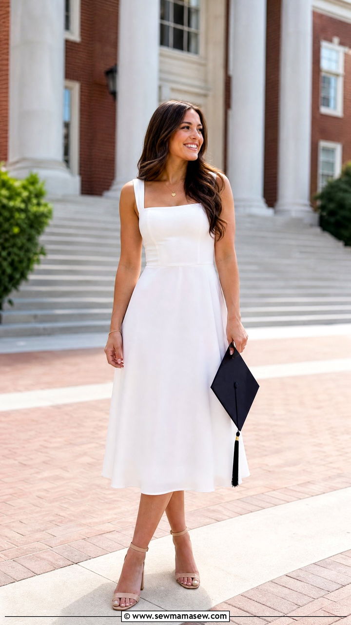 Classic White Midi Dress Outfit - 25 graduation outfits aesthetic