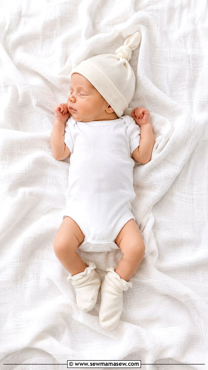 Classic White Onesie With Knotted Hat and Booties - 20 Baby announcement outfit ideas