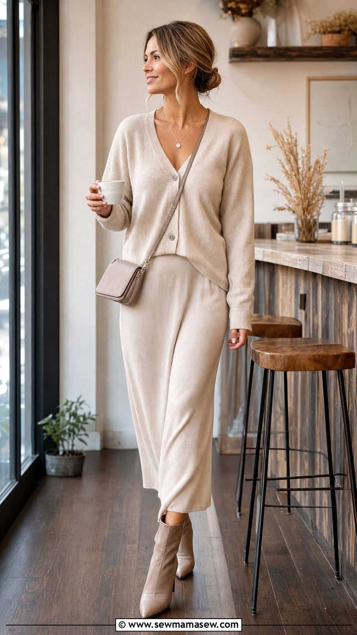 Classy Cardigan and Slip Skirt Set - 25 classy matching set outfits
