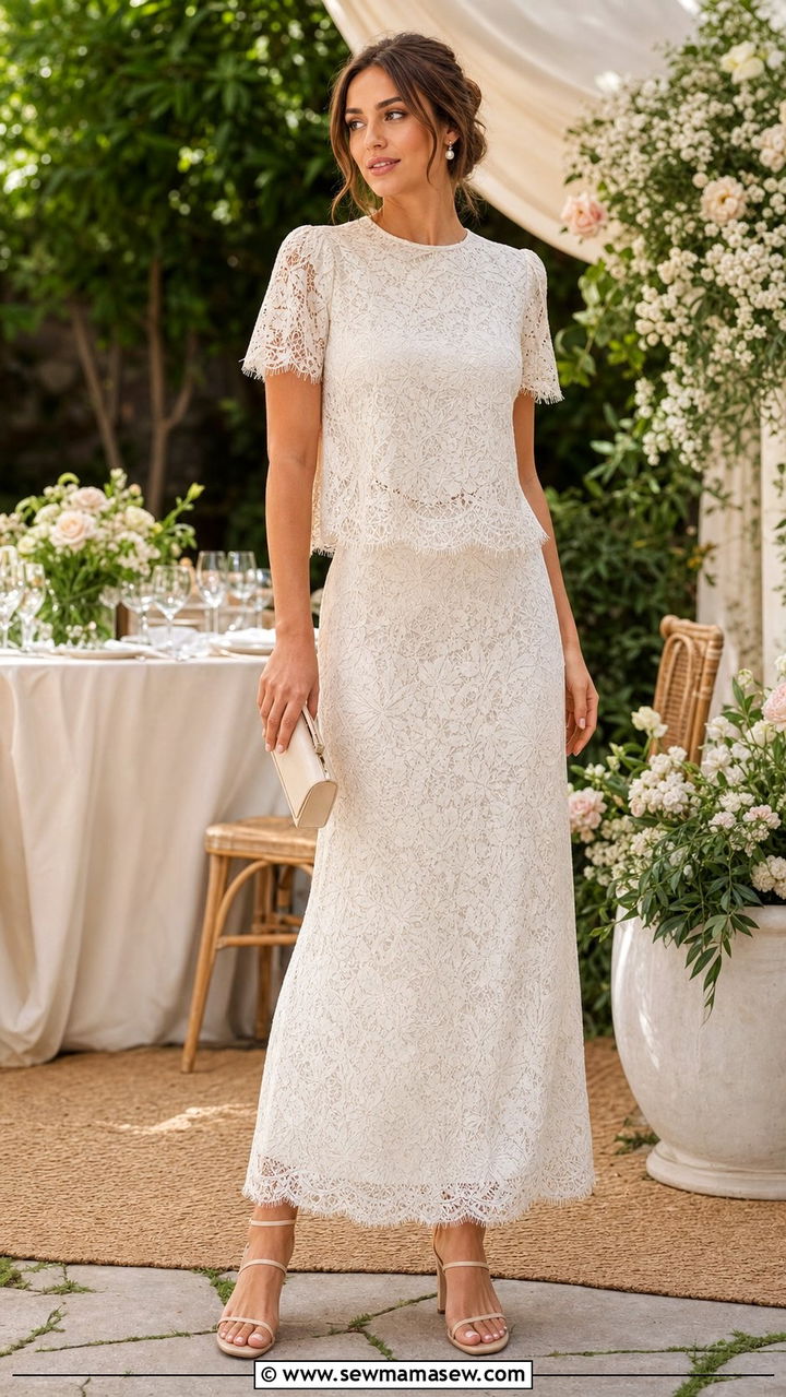 Classy Lace Top and Maxi Skirt Set - 25 classy matching set outfits
