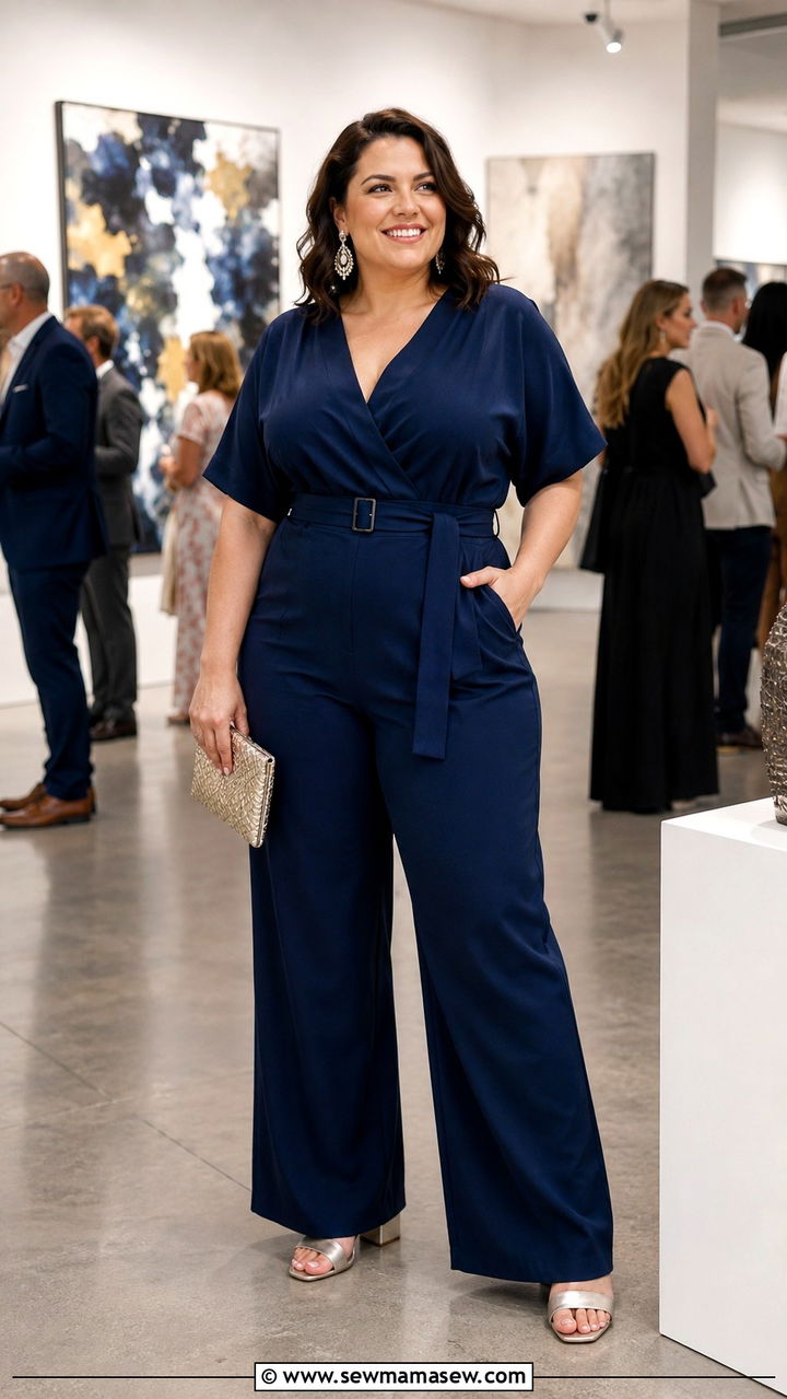Classy Midsize Outfit With Belted Jumpsuit - 30 classy outfits for midsize women