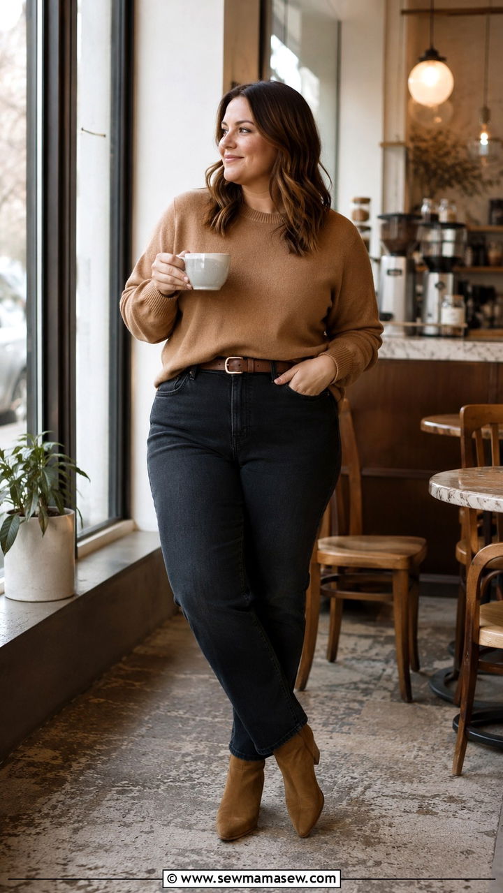 Classy Midsize Outfit With Cashmere Sweater - 30 classy outfits for midsize women