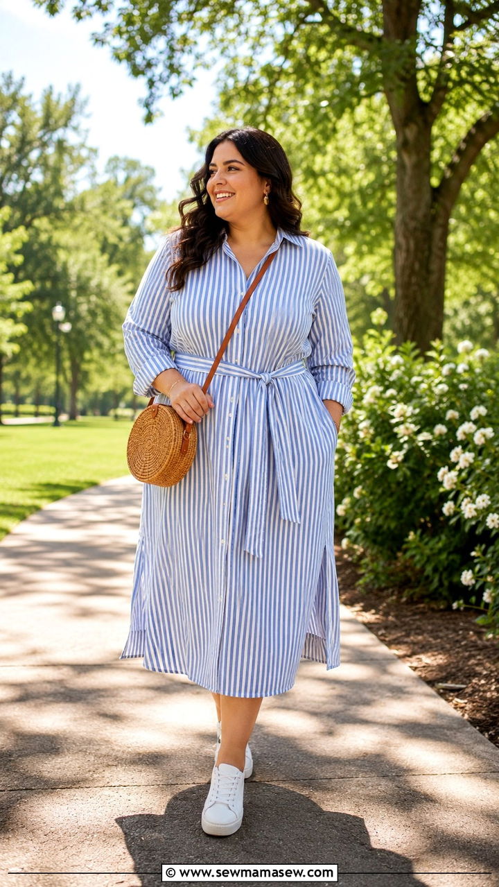 Classy Midsize Outfit With Cotton Midi Dress - 30 classy outfits for midsize women