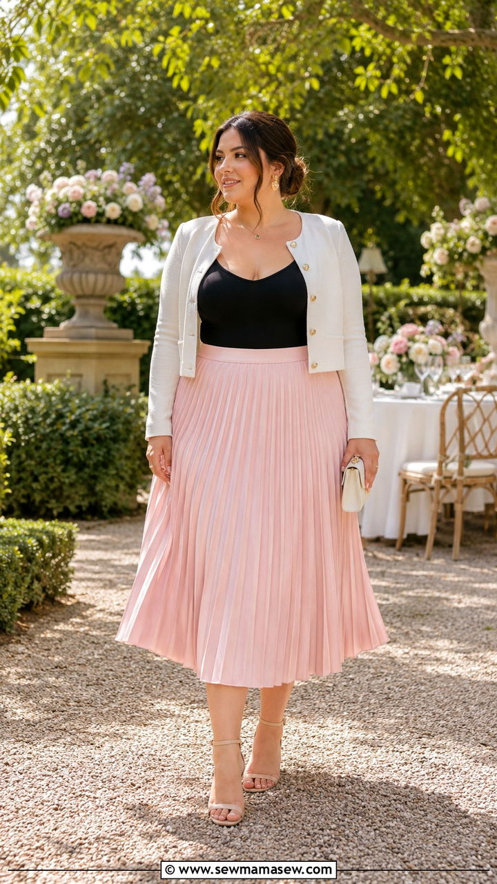 Classy Midsize Outfit With Pleated Skirt - 30 classy outfits for midsize women
