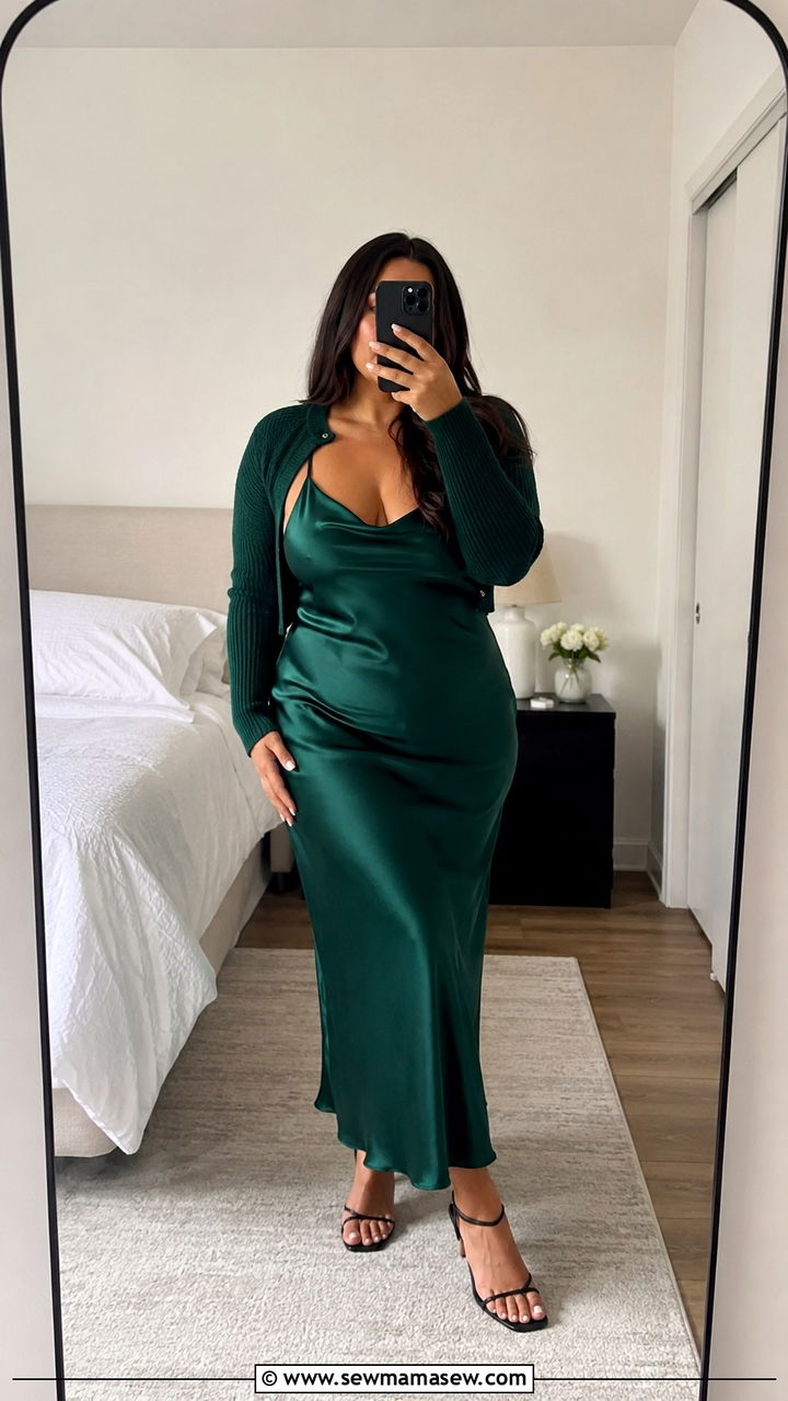 Classy Midsize Outfit With Satin Slip Dress - 30 classy outfits for midsize women