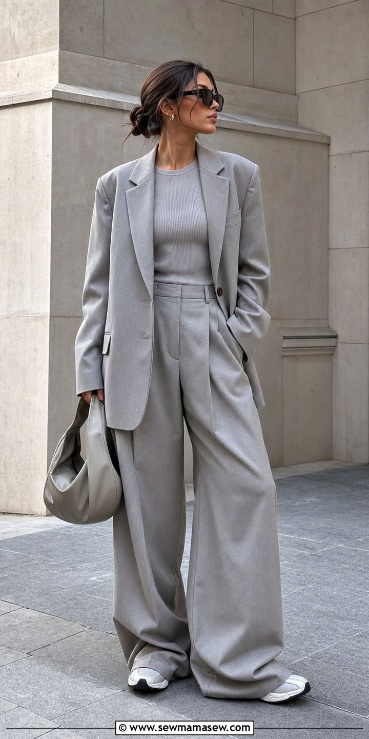Classy Oversized Blazer and Wide Leg Trousers Set - 25 classy matching set outfits
