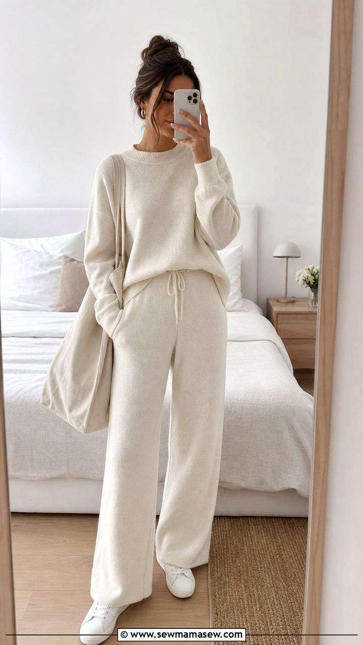 Classy Poetcore Soft Knit Set and Tote Bag Outfit - 25 classy poetcore outfits