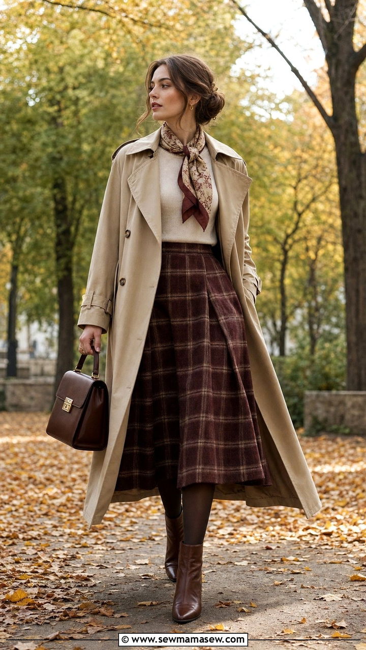 Classy Poetcore Trench Coat and A Line Skirt Outfit - 25 classy poetcore outfits